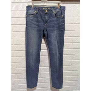 Michael Kors Women's Blue Medium-Wash Polka Dot Denim Jeans Pre-Loved Size 8